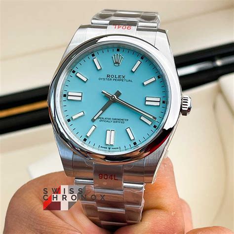 rolex oyster perpetual turquoise 41mm|rolex op 36 blue.